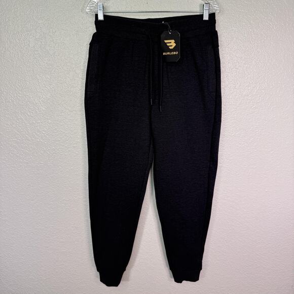 BURLEBO Other - Burlebo Sweatpants Mens Small Black Fleece Joggers Elastic Waist Pockets Lounge